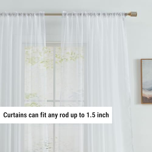 Sheer Curtains 108 Inches Long - Voile Extra Long Window 54 W x 108 L White - Bild 3 von 6