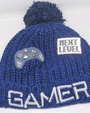 Children's Place Navy Blue Gamer Cap Cuffed Winter Beanie Hat Size L/XL