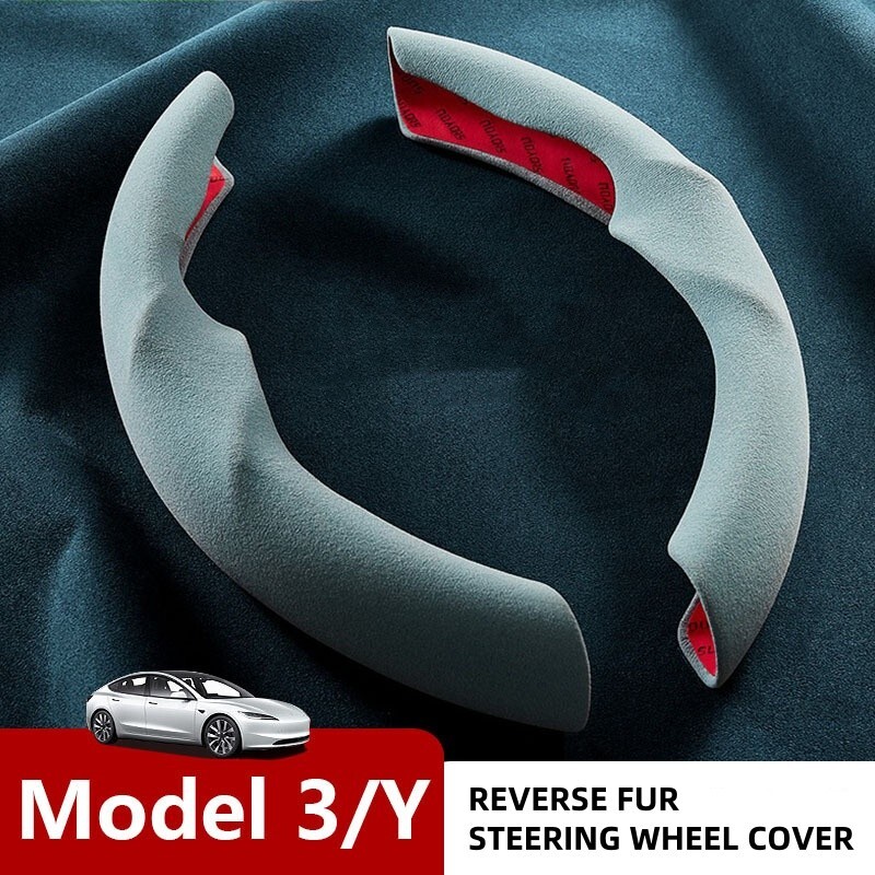 Non-Slip Suede Steering Wheel Cover for Tesla Model 3 & Y-image