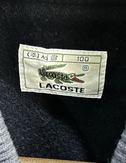Chaqueta de Colección Lacoste Para Hombre Grande 52/4 Negra Bombardero Años 90 Cremallera Completa Lana Foto 2 de 4