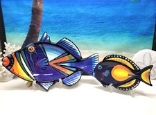 2 BEN MILLER MAUI TRIGGER FISH 16 X 10 AND ACHILLES TANG FISH 9X 5 1/2 PLATES