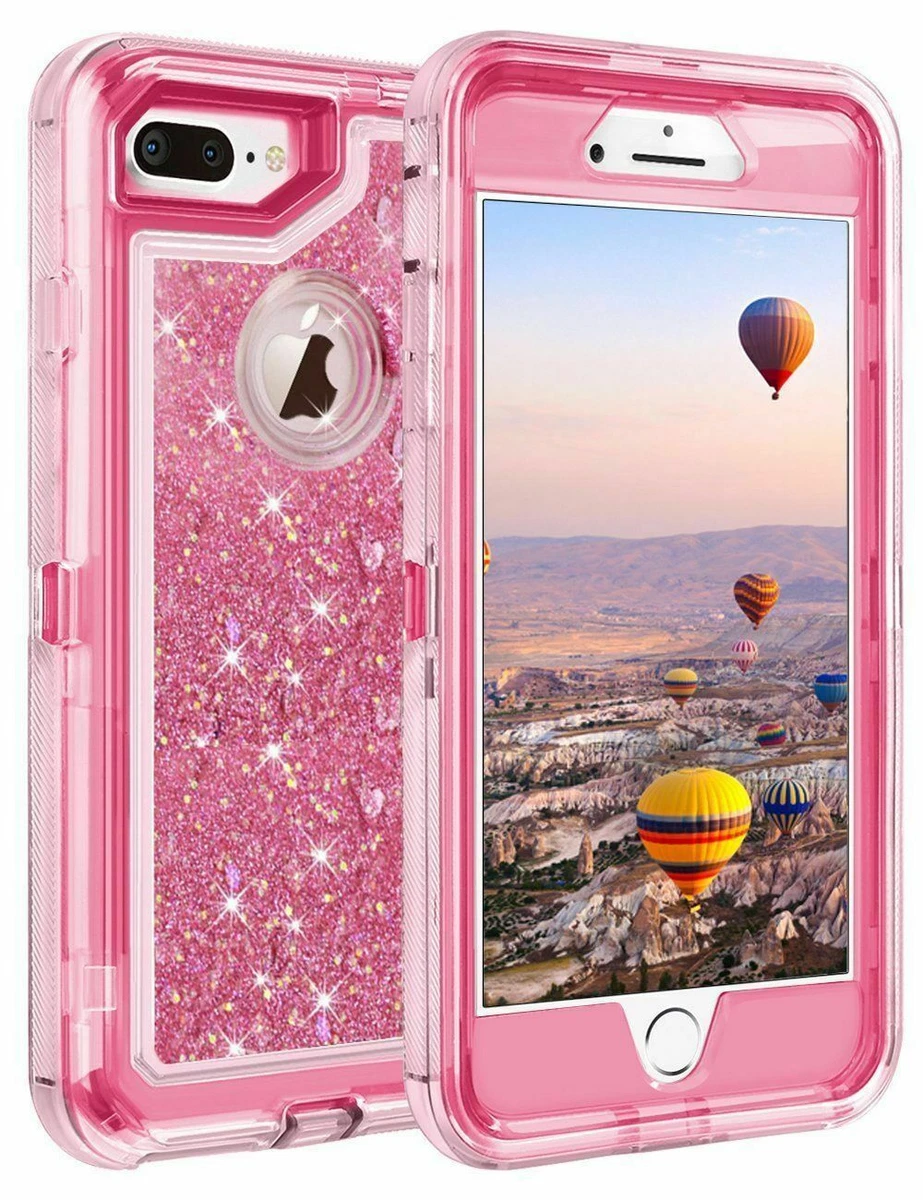 For iPhone 7 Plus Glitter Case Heavy Duty Cover Belt Clip