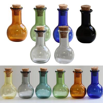 6 Stück Mini Glasflaschen mit Korkenverschluss Wunschflasche leer Birnenform Fläschchen