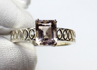 Genuine Ametrine Sterling Silver Ring, Faceted Emerald Cut Ring, Vintage Jewelry