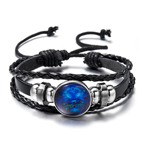 Luminous Zodiac Sign Charm Bracelets for Men & Women - Vintage Leather Wrap - Bild 6 von 24