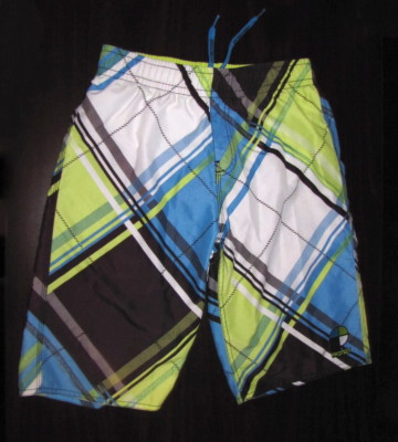 Protest Board Shorts Size 7 164cm Multicolor Plaid Swim Trunks Elastic Tie Band