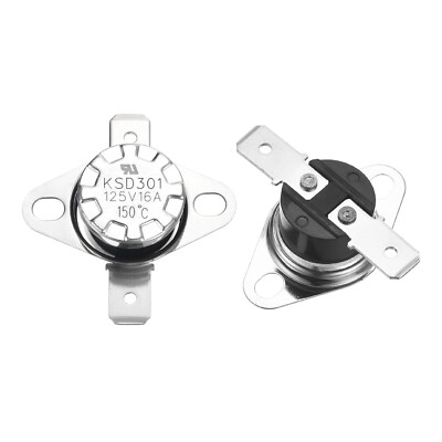 2pcs KSD301 Thermostat 150°C 16A Normally Closed Snap Disc Switch