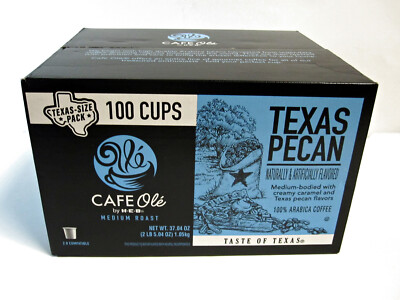 HEB 5 oz K-Cup 100 Pods Cups Box Texas Pecan CAFE Ole  by H E B Medium Roast
