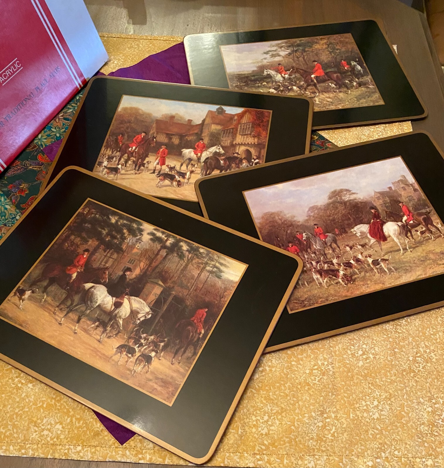 Pimpernel Placemats Set of 4 in Box • Tally Ho English Fox Hunting