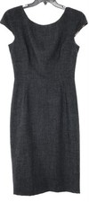 DOLCE & GABBANA D&G Charcoal Wool Cap Sleeve Exposed Zip Sheath Dress 8 US 44IT