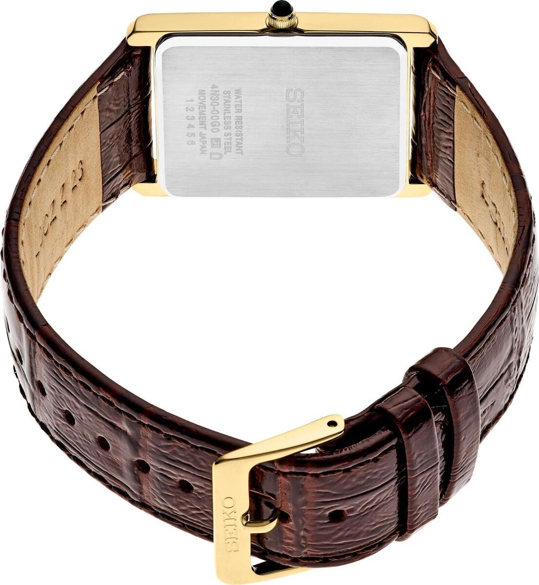 Seiko Essentials Mens Quartz Rectangular Brown Leather Strap Seiko Essentials Mens Quartz Rectangular Brown Leather Strap