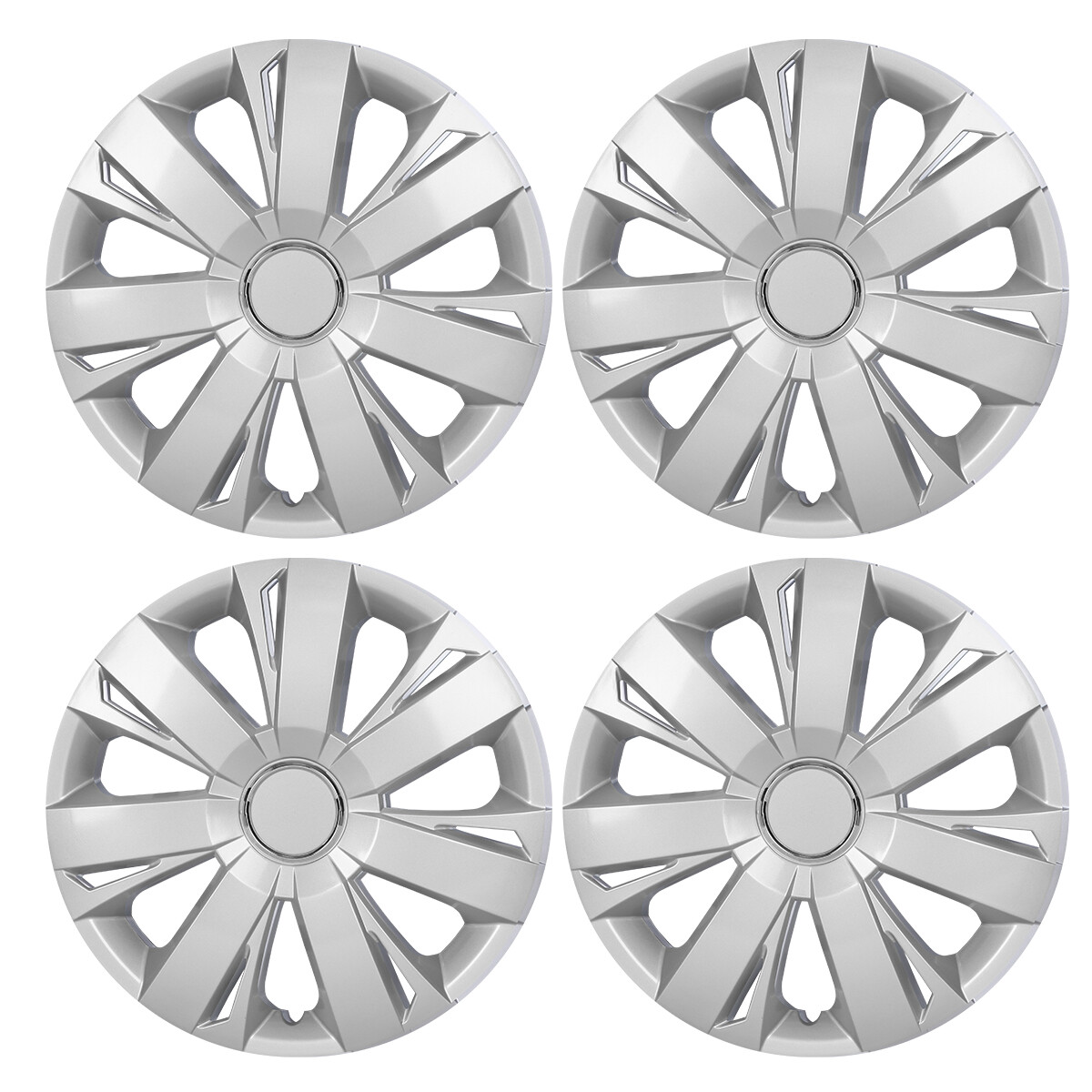 14" Set of 4 Sliver Wheel Covers Full Rim Snap On Hub Caps for R14 Tire & Steel