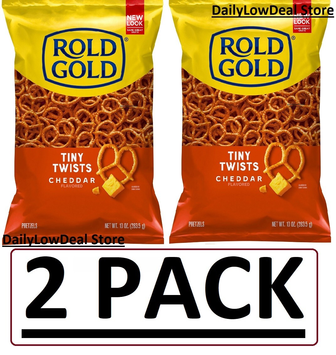 2 PACK - Rold Gold Cheddar Cheese Tiny Twists Pretzels 10 oz (Total 20 oz)