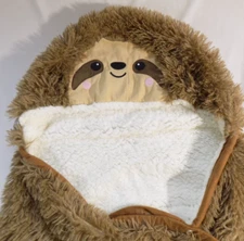 SLOTH Wearable Hooded Blanket for Adults Fluffy Super Soft Sherpa Faux Fur