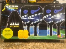 Pickleball Set 4 Wood Pickleball Rackets 4 Pickleball Balls 4 Towels Carry Bag