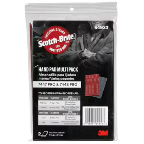 3M Scotch-Brite 64933 Pro Hand Pad Trial Pack (1ea 7447 PRO & 1ea 7448 Pro Pad) - Picture 1 of 4