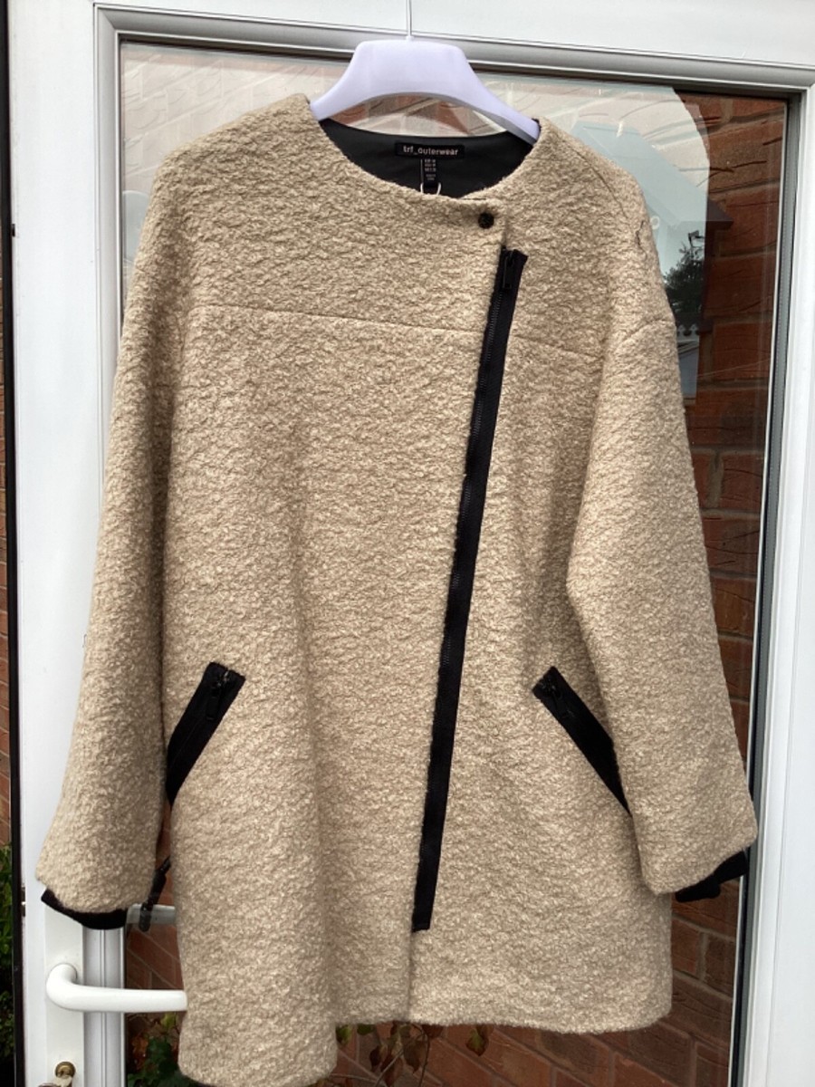 BNWT ZARA BEIGE TEXTURED WOOL MIX COAT JACKET SIZE M RRP