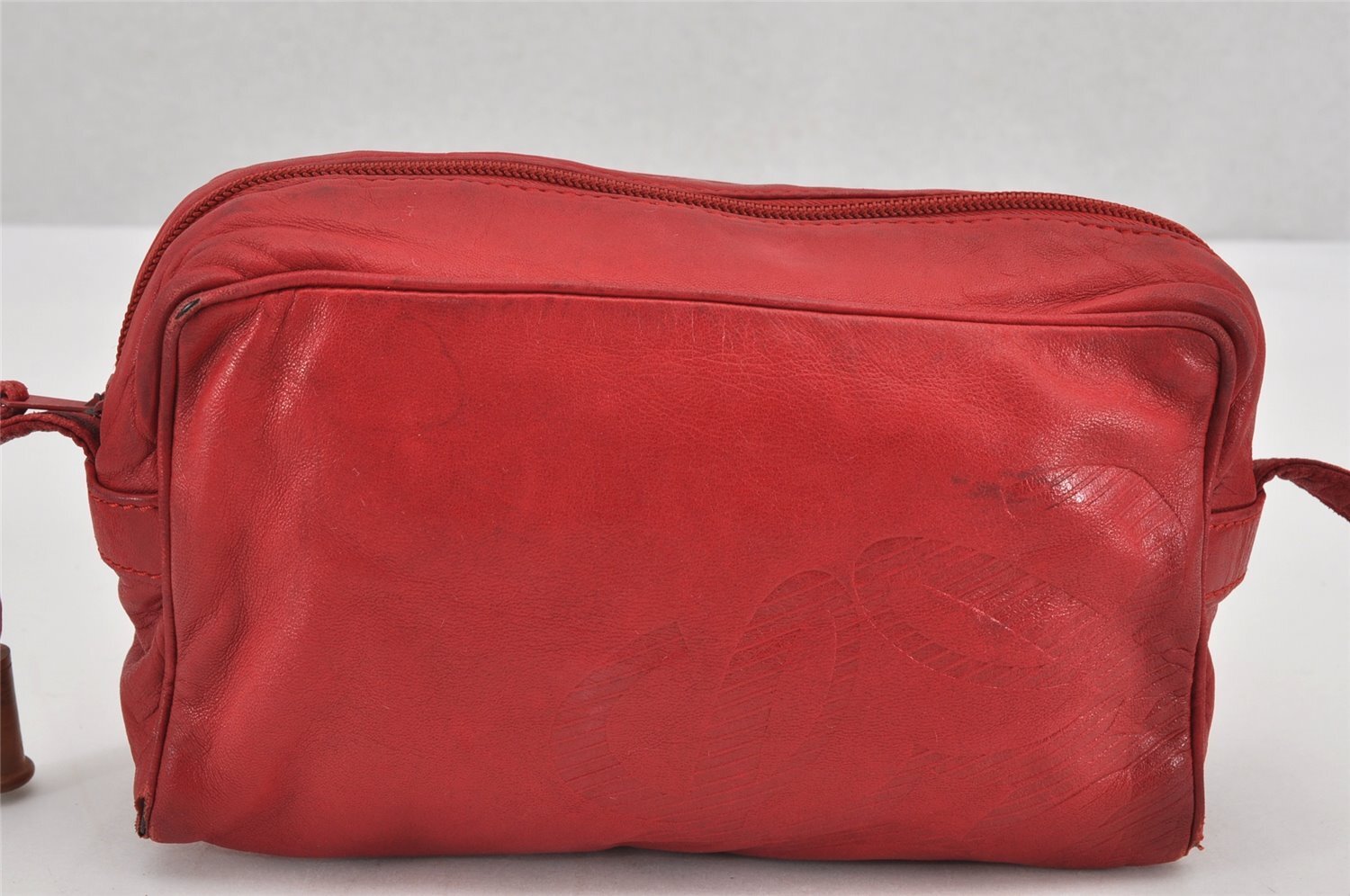 Authentic LOEWE Anagram Vintage Shoulder Cross Body Bag Purse Leather Red 2844H Fire your