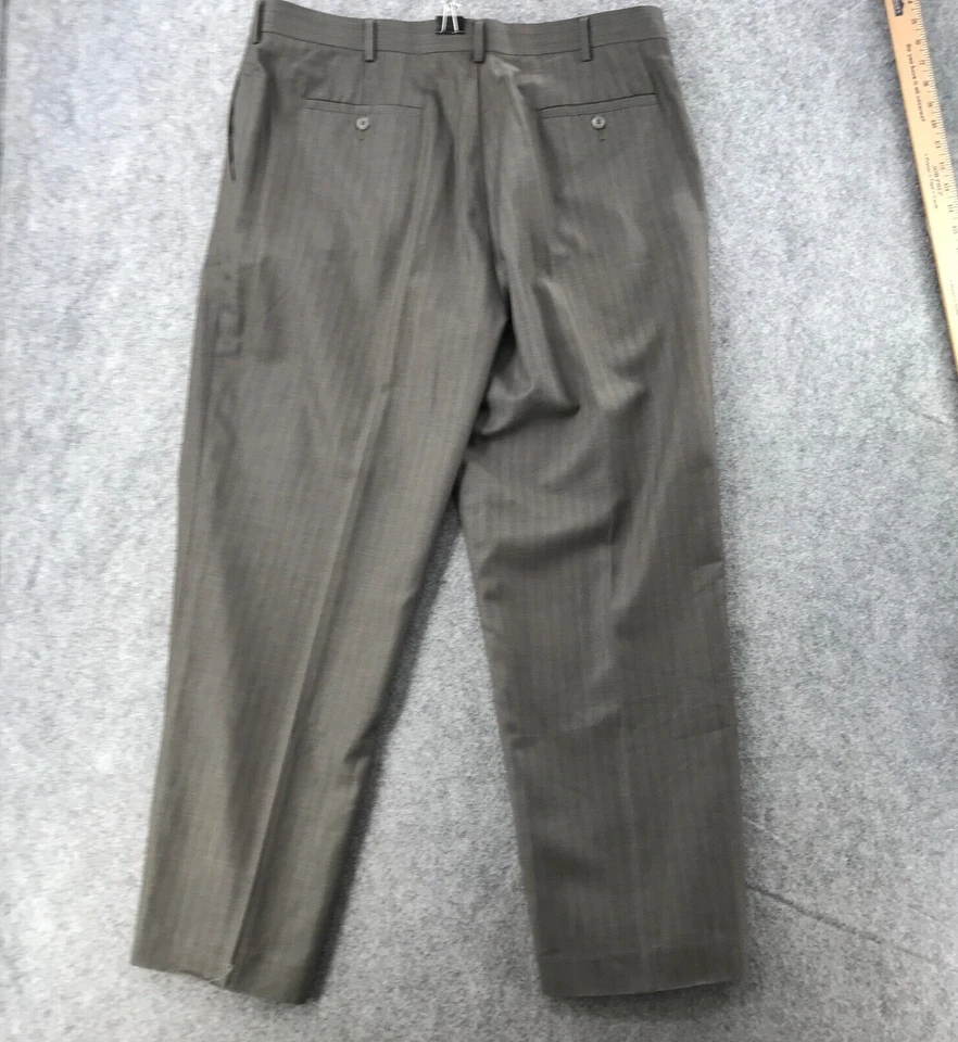 Axist 正装裤子男式尺寸 38 x 30 绿色条纹职业裤平前 — 第 2/4 张图片