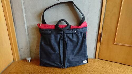 PORTER MACKINTOSH Collaboration Denim Crossbody Helmet Bag Men Red From Japan - Picture 1 of 12