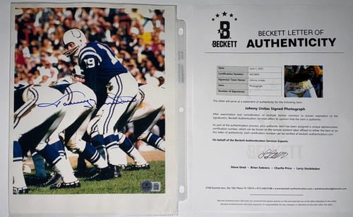 Johnny Unitas Auto Autogramm signed Foto Beckett BAS 3809