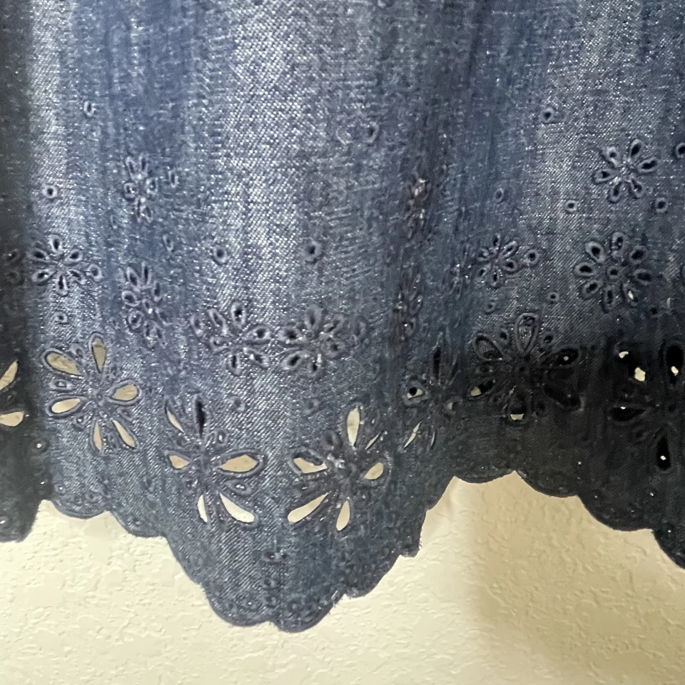 Juicy Couture Womens Blue Denim Strapped Dress Eyelet trim Size Small - Image 2 of 4