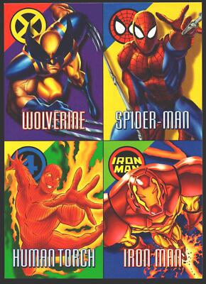 1996 Marvel Vision Uncut 4 Card Embossed Promo Sheet Fleer Spiderman Wolverine