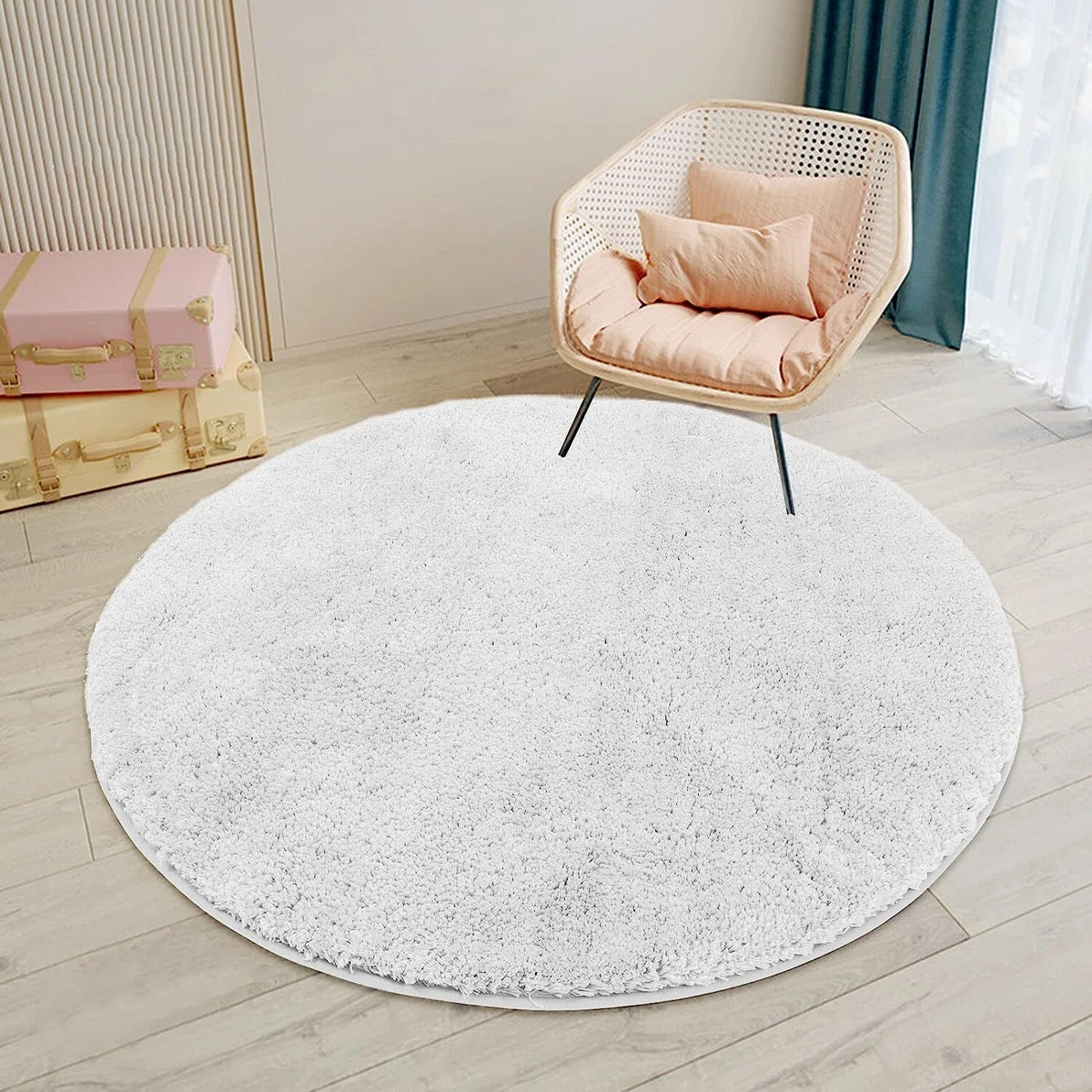 White shag 2024 bathroom rug