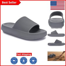Cushioned Pillow Slippers with Anti-Slip Design: Grey Slides for Indoor/Outdoor