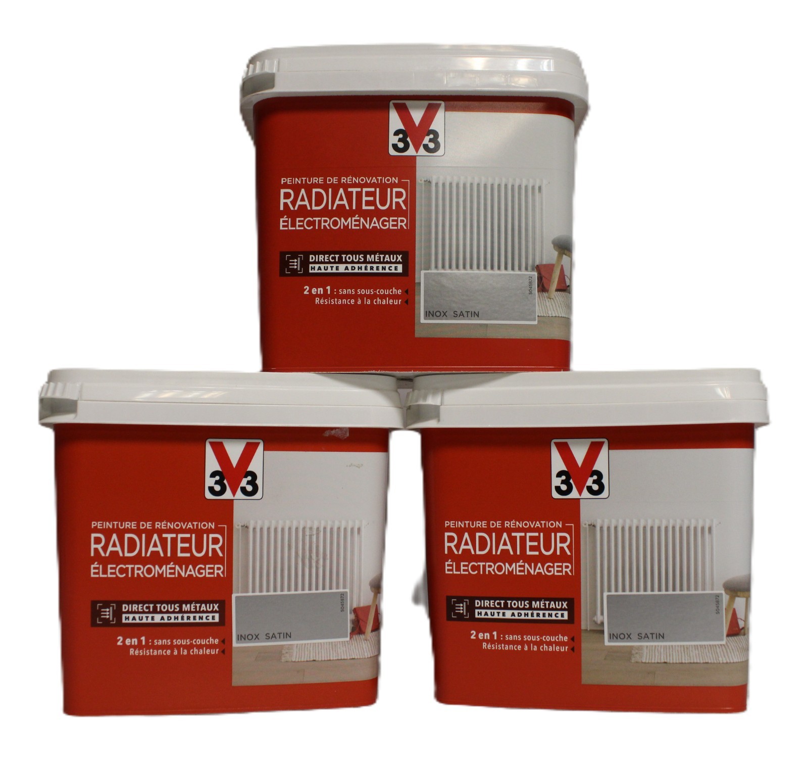 Peinture V33 radiateur fonte et rénovation électroménager couleur inox 3 x 0,75L