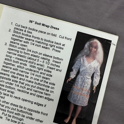 Toys Big & Small 36  Doll Wrap Dress Pattern Doll Clothes Uncut