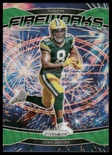 Josh Jacobs 2024 Panini Prizm #5 Fireworks Green Wave Prizm Green Bay Packers