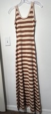 Maxi Dress Active Basic Brown Stripe Sweater Dress Size S (1063)