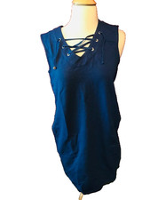 D & Co Blue Grommet Laced Sleeveless Dress Sz XS