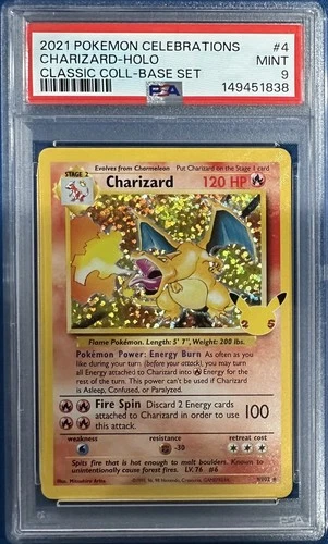 2021 POKEMON CELEBRATIONS CLASSIC COLLECTION #4 CHARIZARD-HOLO PSA 9