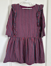 Tea Collection girls 7 multi color stripe ruffles long sleeve line party dress