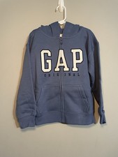 Gap Kids Full Zip Fleece Hoodie Blue S 6/7 Unisex Long Sleeve Logo BNWT