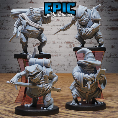 D&D Miniature - Toad Folk Set A 138 - 3D Model Print DnD Figur Druck - 4 Figuren
