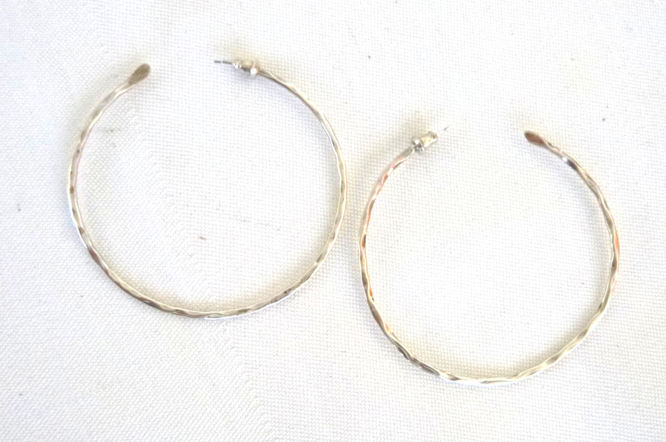 Oversized Solid 925 Sterling Silver Textured Hoop… - image 3