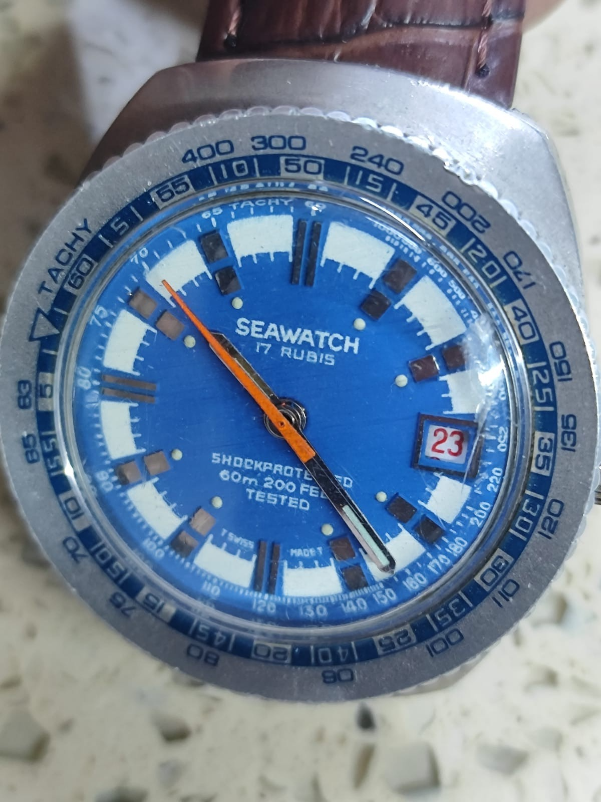 Vintage SEAWATCH Diver watch 42mm Blue Dial  Waterprof up to 60m/200feets