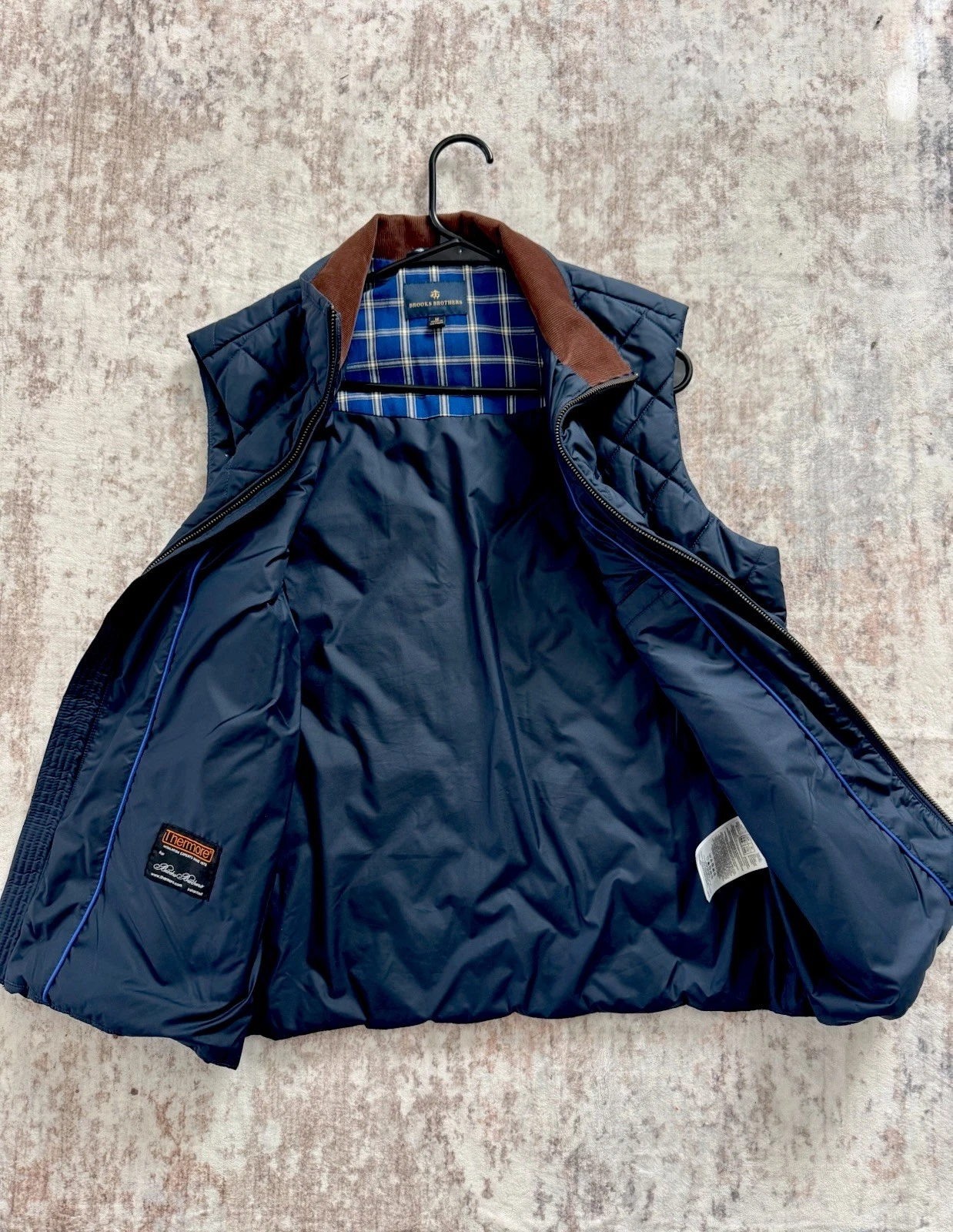 Brooks Brothers Men's Quilted Full Zip Polyester Vest w/ Pockets Blue M - product detail image 4