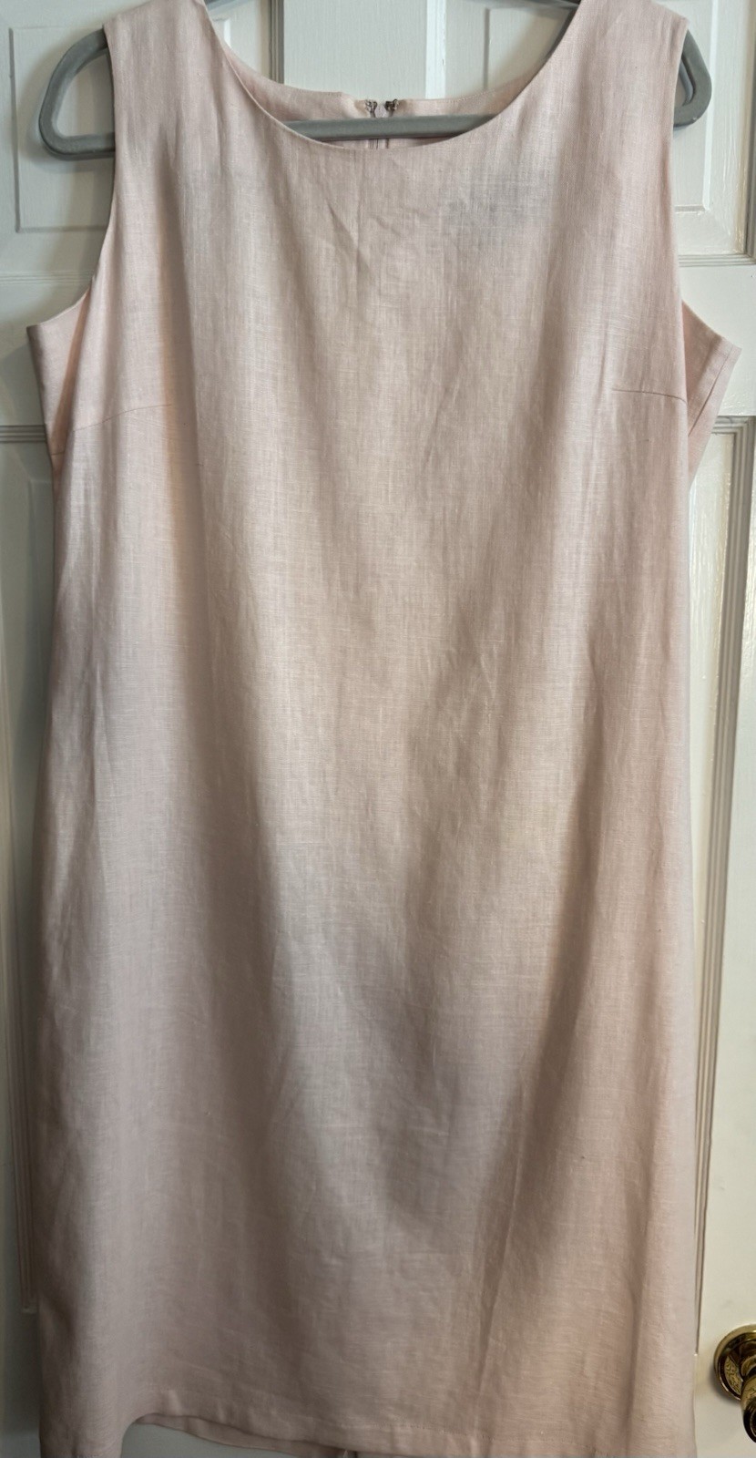 Women’s Denim & Co Linen Blend Dress Pale Pink Large Sleeveless Classic Piece