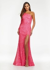 NWT Ashley Lauren Style 1997 In Bright Pink Hand Beaded Pageant Prom Dress