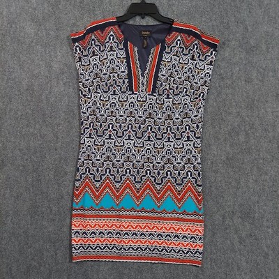 Laundry by Shelli Segal Dress Womens Small Geometric Print Short Sleeve Aztec