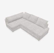 Grey Corner L-Shaped Sofa Track Arms 100% Polyester 220x150x65cm
