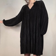 Banana Republic Black Pleated Mini Dress Balloon Sleeve Minimalist Size Medium