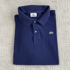 LACOSTE Pique Polo Shirt Men  s 9 4XL Navy Blue Cotton Short Sleeve Alligator