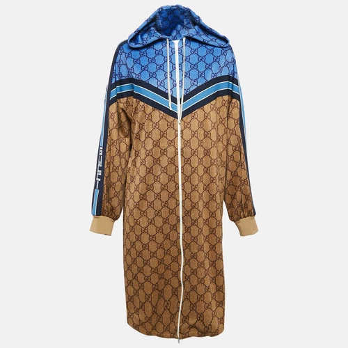 Mini robe plissée zippée en jersey imprimé suprême Gucci marron GG S