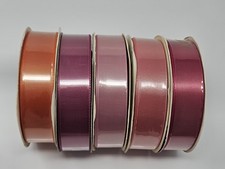 Lot of 5 Rolls Offray Pink Rose Single Face Satin Craft Ribbon 7/8" x 20 YDS 5