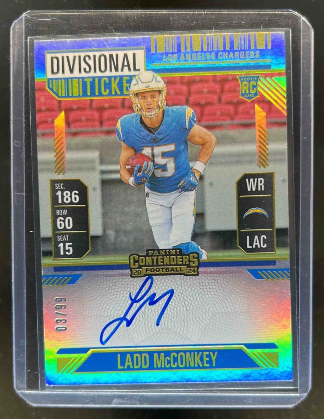 2024 Contenders Ladd McConkey Rookie Ticket Auto RC Divisional #3/99